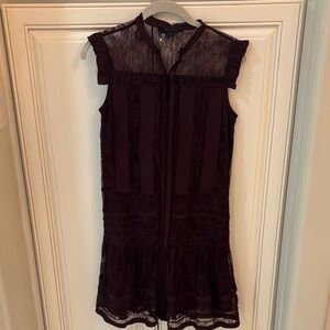 All Saints Elegant Lace Sleeveless Dress - Burgundy